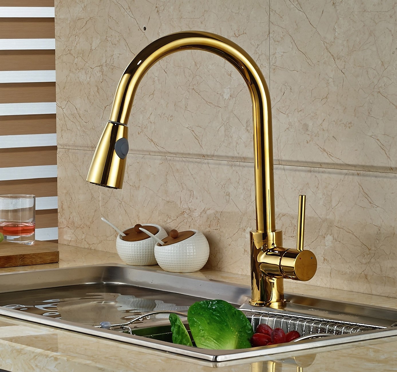 Manaus Deck Mount Gold Kitchen Faucet